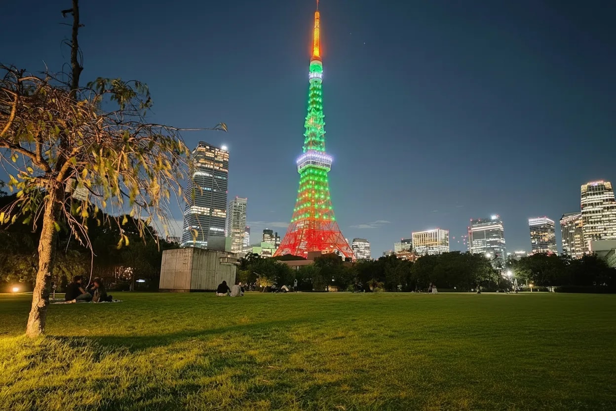iluminación nocturna shiba park